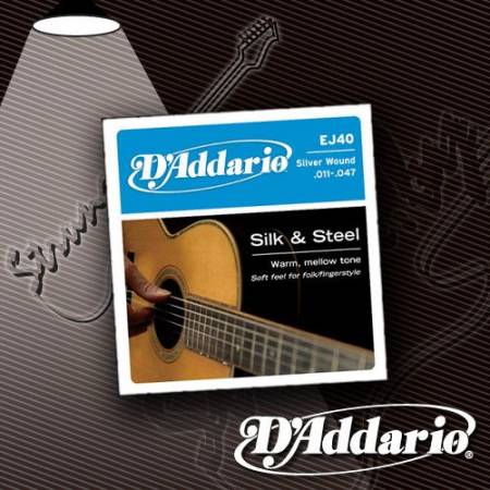 Струны для акустической гитары D'Addario EJ-40 Silk'n'Steel Folk 11-47