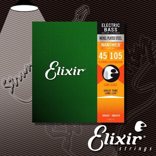 Изображение - Струны для бас-гитары Elixir 14077 NANOWEB Light-Medium Nickel - магазин Struna.by