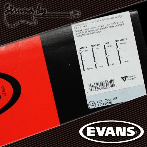 14" пластик для тома/малого барабана Evans TT14EC2S EQ2 Clear
