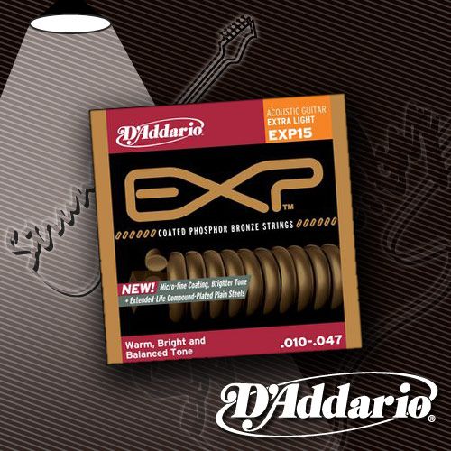 Струны для акустической гитары D'Addario EXP-15 Coated Phosphor Bronze 10-47