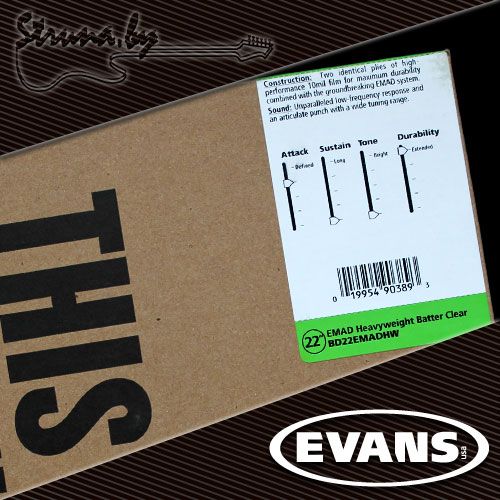 22" пластик для бас-барабана Evans BD22EMADHW Heavyweight Batter Clear
