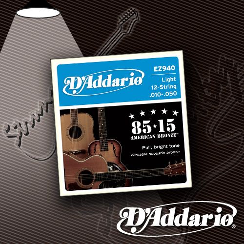 Струны для 12-струнной акустической гитары D'Addario EZ-940 American Bronze 10-50