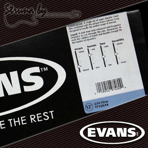 12" пластик для тома/малого барабана Evans TT12G14 G14 Clear