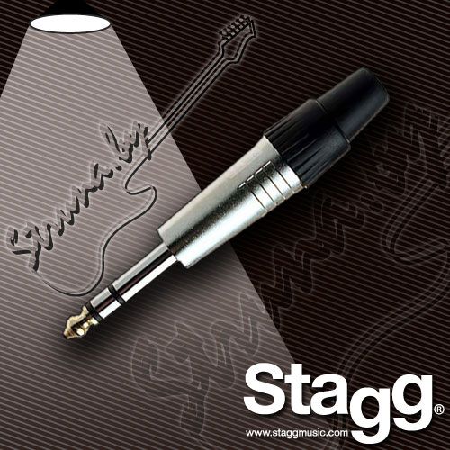 Разъем Jack (stereo) Stagg 020STH. Профессиональный никель/ПВХ разъем стерео-Jack 1/4