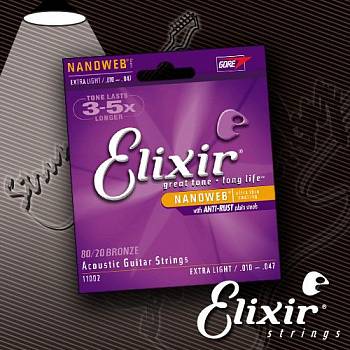 Струны для акустической гитары ELIXIR 11002 80/20 Bronze NanoWeb 10-47